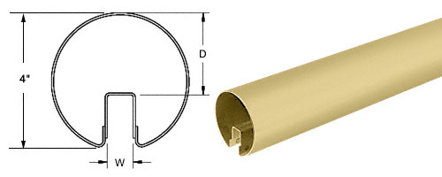 CRL Satin Brass 4" Premium Cap Rail for 1/2" or 5/8" Glass - 120"