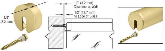 CRL Satin Brass Stabilizing End Cap for 4" Cap Railing