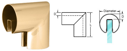 CRL Polished Brass 4" 90 Degree Vertical Corner for 1/2" or 5/8" Glass Cap Railing