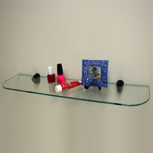 Gordon Glass&#174; Vario Uno 24" x 6" Clear Tempered Glass Shelf with Black Brackets