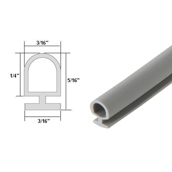 CRL Gray Vinyl Shower Door Bulb Seal - 10-ft long