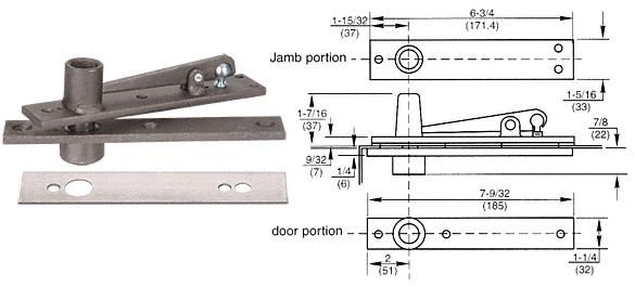 CRL Rixson Satin Chrome Cover Plate Heavy-Duty Center-Hung Top Pivot