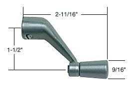 CRL Casement Window Operator Handle, 5/16" Spline Size, 2-11/16" Length, Aluminum