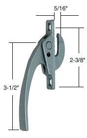 CRL Aluminum Straight Casement Window Locking Handle; 2-3/8" Screw Holes