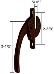 CRL Bronze Straight Casement Window Locking Handle; 2-3/8" Screw Holes