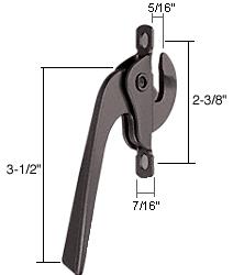 CRL Left Hand Bronze Casement Window Lock; 2-3/8" Screw Holes