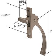 CRL Bronze Casement Window Lock; 2-5/16" Screw Holes for Lupton