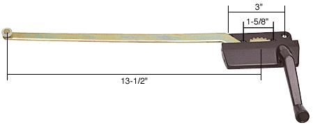 CRL 13-1/2" Right Hand Bronze Casement Window Operator 1-5/8" - 3" Screw Holes