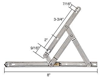 CRL 8" Standard Casement 4-Bar Window Hinge, Stainless Steel