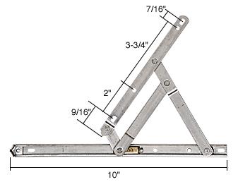 CRL 10" Standard Casement 4-Bar Window Hinge, Stainless Steel