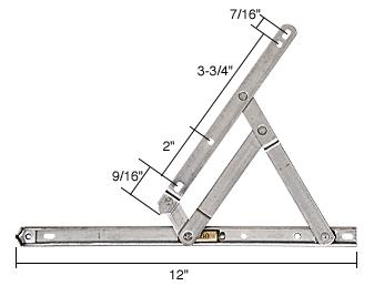 CRL 12" Standard Casement 4-Bar Window Hinge, Stainless Steel