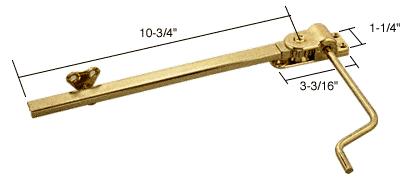 CRL Brass Plated Casement Window Operator with 10-3/4" Arm for Paryln Windows