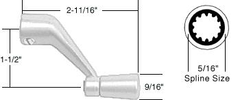 CRL Casement Window Operator Handle, 5/16" Spline Size, 2-11/16" Length, White