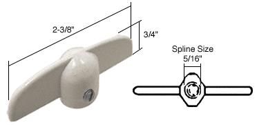 CRL White T-Crank Window Handle 5/16" Spline Size - Package