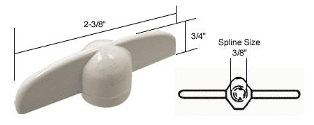 CRL T-Crank Casement Operator Handles, 3/8" Spline, White