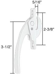 CRL White Straight Casement Window Locking Handle; 2-3/8" Screw Holes