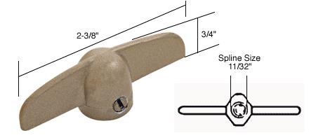 T-Crank Window Handle 11/32" Spline Size for Truth