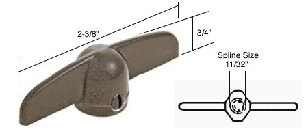 CRL Bronze T-Crank Window Handle 11/32" Spline Size for Truth