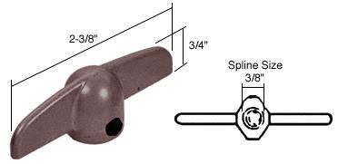CRL Star Brown T-Crank Window Operator Handle; 3/8" Spline Size for Anderson