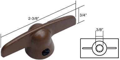 CRL Copper T-Crank Window Handle; 3/8"-11 Spline Size for Pella - Package of Two