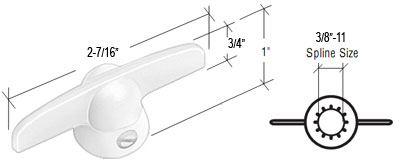 CRL White T-Crank Window Handle for Pella; 3/8" Spline Size - Package of Two