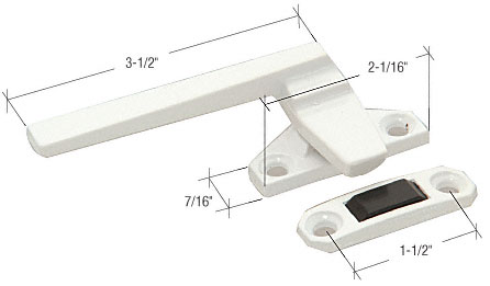 CRL White Left Hand Casement Window Locking Handle With 1-1/2" Screw Holes
