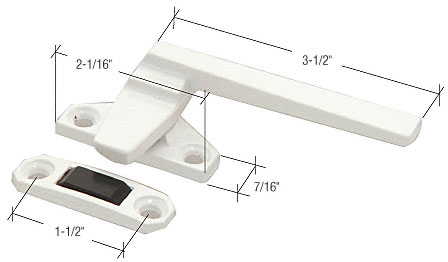 CRL White Right Hand Casement Window Locking Handle With 1-1/2" Screw Holes