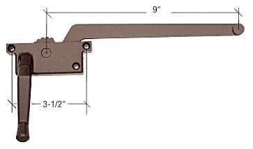 CRL Casement Window Operator, Left Hand, 9" Arm, Square Style, Bronze