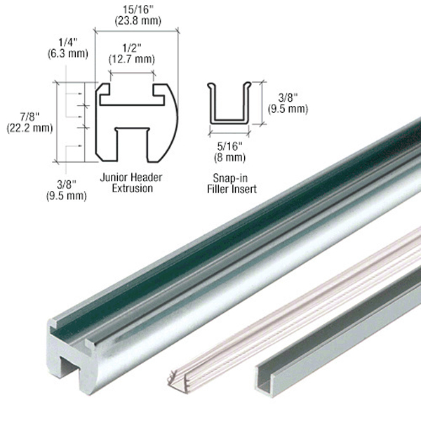 CRL Chrome Junior Frameless Shower Door Header Kit - 95 in long