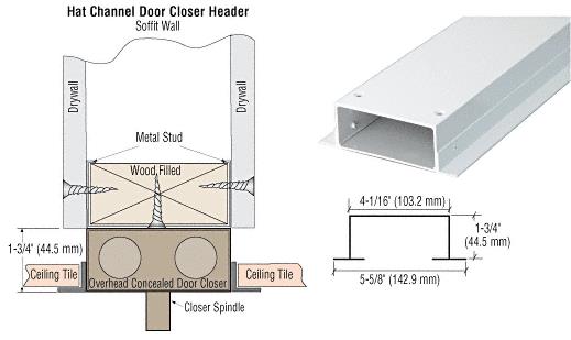 CRL 4" White Hat Channel for 36" Single Door Closer Header