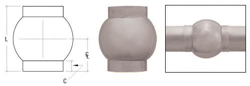 CRL Brushed Stainless Ball 2-5/8" Type Inline Outlet for 1-1/2" Tubing
