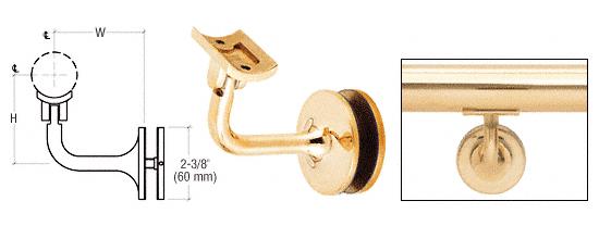CRL Polished Brass 2-Way Adjustable Glass Mounted Hand Railing Bracket for 1-1/2" (38.1 mm) Tubing