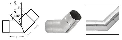 CRL Polished Stainless 135&#186; Flush Angle for 1-1/2" (38.1 mm) Tubing