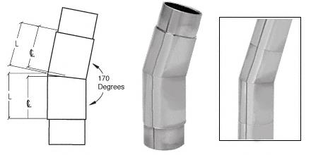 CRL Brushed Stainless Mitered Style 170 Degree Flush Angle