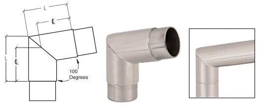 CRL Brushed Stainless Mitered Style 100 Degree Flush Corners