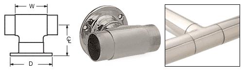 CRL Brushed Stainless Flush Wall Mount Tee for 1-1/2" (38.1 mm) Tubing