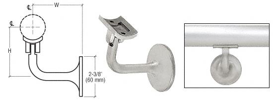 CRL Brushed Stainless 2-Way Adjustable Concealed Surface Mounted Hand Railing Bracket for 1-1/2" (38.1 mm) Tubing