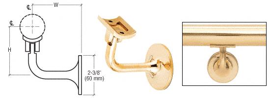 CRL Polished Brass 2-Way Adjustable Concealed Surface Mounted Hand Railing Bracket for 1-1/2" (38.1 mm) Tubing