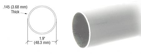 CRL Satin Anodized 1.9" Diameter Hand Railing Tubing - 240 in Long