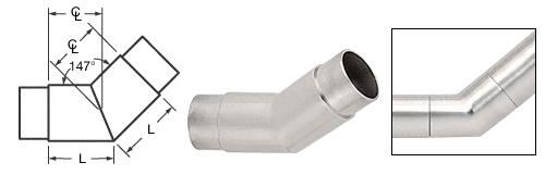 CRL Brushed Stainless 147&#176; Flush Angle for 2" (50.8 mm) Tubing