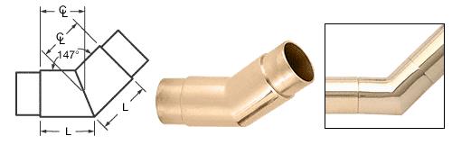 CRL Polished Brass 147&#176; Flush Angle for 2" (50.8 mm) Tubing