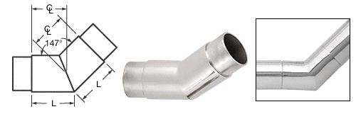 CRL Polished Stainless 147&#176; Flush Angle for 2" (50.8 mm) Tubing