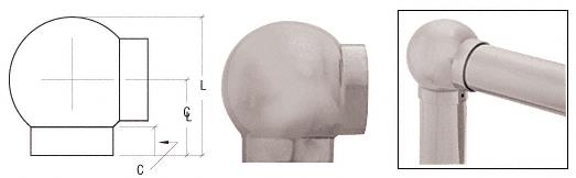 CRL Brushed Stainless 3-5/16" Ball Type Elbow for 2" Tubing