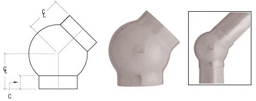 CRL Brushed Stainless 3-5/16" 135 Degree Ball Type Elbow for 2" Tubing