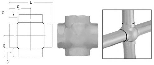 CRL Brushed Stainless 3-5/16" Ball Type Cross for 2" Tubing
