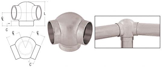 CRL Brushed Stainless 3-5/16" 135 Degree Ball Type Side Outlet Elbow for 2" Tubing