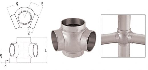 CRL Brushed Stainless 135 Degree Ball Type Side Outlet Tees for 2" Tubing