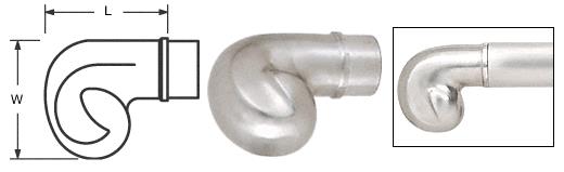 CRL Brushed Stainless End Scrolls for 2" (50.8 mm) Tubing