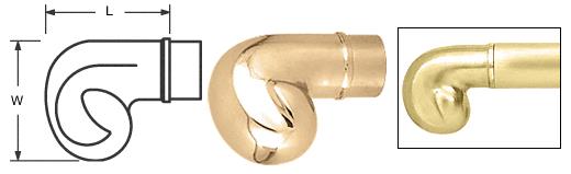 CRL Polished Brass End Scrolls for 2" (50.8 mm) Tubing