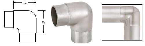 CRL Brushed Stainless Sharp Radius 90&#186; Corner for 2" (50.8 mm) Tubing